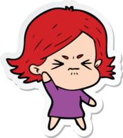 sticker of a cartoon angry girl png