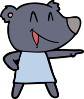 cartone animato orso nel vestito ridendo e puntamento png