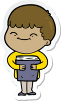 sticker of a cartoon happy boy png