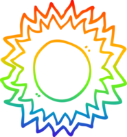 rainbow gradient line drawing of a cartoon sun png