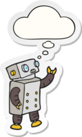 cartoon robot with thought bubble as a printed sticker png