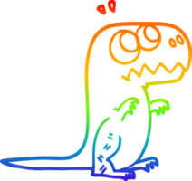 rainbow gradient line drawing of a cartoon roaring t rex png