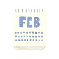 hand retro cartoon calendar showing month of february png