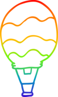 rainbow gradient line drawing of a cartoon hot air balloon png