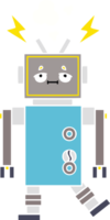 flat color retro cartoon of a malfunctioning robot png
