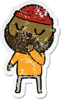 verontruste sticker van een tekenfilmman met baard png