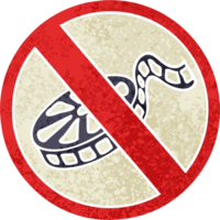 retro illustration style cartoon of a no movies allowed sign png