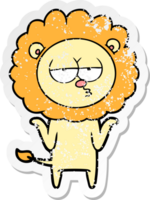 adesivo in difficoltà di un leone annoiato cartone animato png