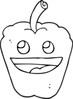 hand drawn black and white cartoon pepper png