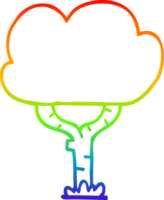 rainbow gradient line drawing of a cartoon tree png