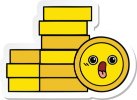 sticker of a cute cartoon coins png