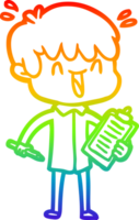 Regenbogen Gradient Linie Zeichnung von ein Karikatur Lachen Junge png