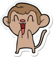 sticker of a cartoon laughing monkey png