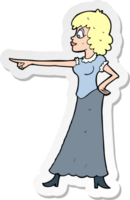 sticker of a cartoon woman pointing finger png