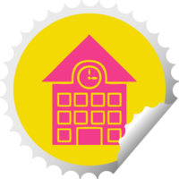 circular peeling sticker cartoon of a town house png