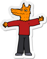 sticker of a cartoon happy fox man png