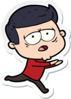 sticker of a cartoon tired man png