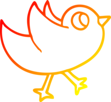 warm gradient line drawing of a cartoon bird flapping wings png