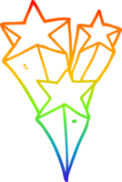 rainbow gradient line drawing of a cartoon shooting stars png