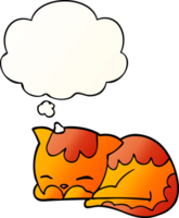 cartoon cat sleeping with thought bubble in smooth gradient style png