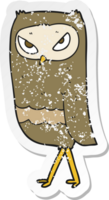 retro distressed sticker of a cartoon owl png