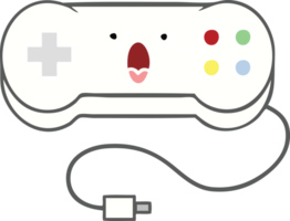 flat color retro cartoon of a game controller png