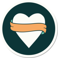 sticker of tattoo in traditional style of a heart and banner png