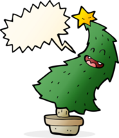 cartoon dancing christmas tree with speech bubble png