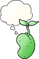 cartoon sprouting seed with thought bubble in smooth gradient style png