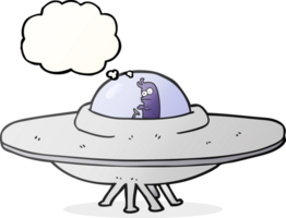 hand drawn thought bubble cartoon flying saucer png
