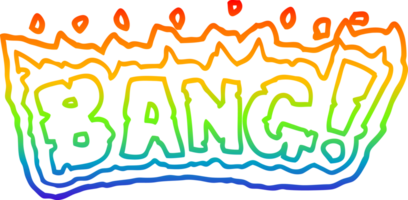 rainbow gradient line drawing of a cartoon word bang png