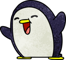 textured cartoon illustration kawaii of a cute penguin png