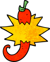 ilustração texturizada grunge cartoon red hot chili png