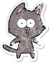 distressed sticker of a funny cartoon cat png