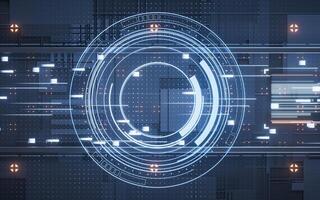 Technology circuit background and HUD circles, 3d rendering. photo