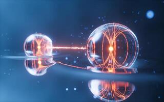 Physics quantum and quantum entanglement, 3d rendering. photo