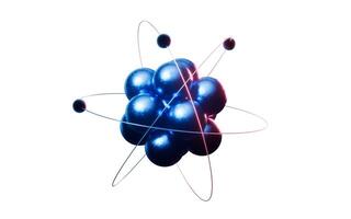 aislado física átomo estructura, 3d representación. foto