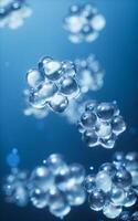 Physics atom with dark blue background, 3d rendering. photo