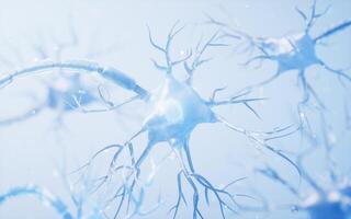 biología nervio célula con biomedicina concepto, 3d representación. foto