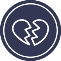 quebrado coração circular ícone símbolo png