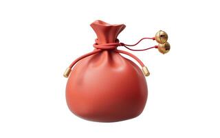 Red cartoon bag and small bells, 3d rendering. photo