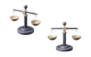 Isolated judgment balance scale, 3d rendering. photo