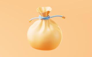 Orange cartoon present bag, 3d rendering. photo