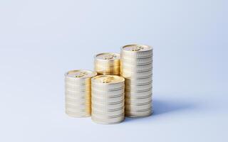 Stack of golden coins, 3d rendering. photo