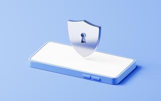 Safety shield with cell phone, 3d rendering. photo