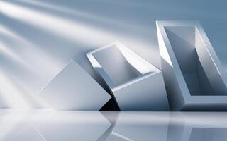 Empty building structure with geometric structure, 3d rendering. photo