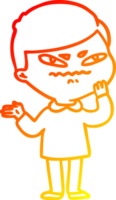 warm gradient line drawing of a cartoon angry man png