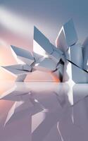 Empty building structure with geometric structure, 3d rendering. photo