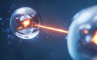 Physics quantum and quantum entanglement, 3d rendering. photo
