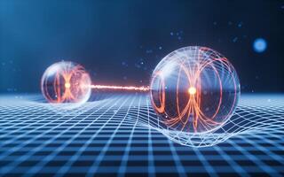 Physics quantum and quantum entanglement, 3d rendering. photo